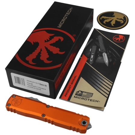 Nóż automatyczny OTF Microtech Ultratech Gen IV D/E Orange Aluminium, Apocalyptic M390MK by Tony Marfione (11224-10APOR)
