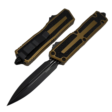 Nóż automatyczny OTF Microtech Scarab II Gen III D/E Tan Aluminium, Tactical M390MK by Tony Marfione (1280-1TA)