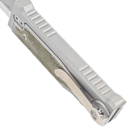 Nóż grawitacyjny Reate Mini EXO OTF Gravity T/E Bead Blasted Titanium/Green Micarta, Stonewashed CPM 3V