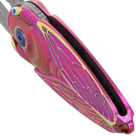 Nóż składany Rike Knife RK Cicada-PG Purple / Gold Titanium, Bead Blasted M390
