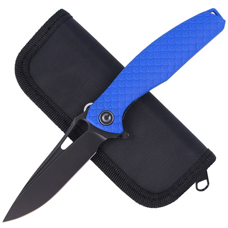 CIVIVI Wyvern Blue Fiber- glass Reinforced Nylon Handle Black S/S Liner Black Stonewashed D2 (C902H)