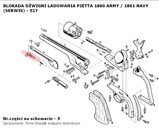 Pietta Loading Lever Latch for 1851 Navy, 1860 Army, 1861 Navy (527)