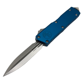 Microtech Scarab II Gen III Executive D/E OTF Knife Blue Aluminum, Stonewashed M390MK by Tony Marfione (1175-10BL)