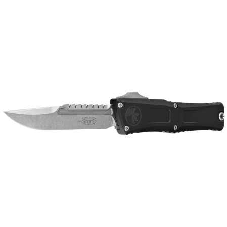 Microtech Combat Troodon Gen III Interceptor Signature OTF Knife Black Aluminum, Stonewashed M390MK by Tony Marfione (1217-10S)