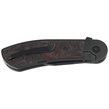 Bestech Vestige Black Titanium/Red Marbled Carbon Fiber Knife, Black Stonewashed MagnaCut by Justin Lundquist (BT2411C)