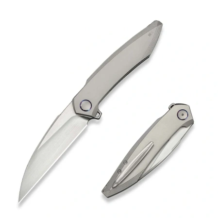 Nóż składany WeKnife Fluxor Gray Titanium, Hand Rubbed Satin M390 (WE23071-2)