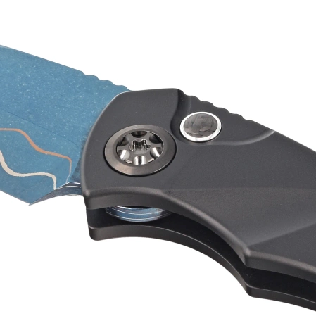 Heretic Knives Pariah-A Custom DLC Aluminium / Carbon Fiber Inlays, Blued Baker Forge AuroraMai Damascus by Tony Marfione Jr.