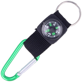 Martinez Albainox Snap Hook Key-Ring with Compass, Green Aluminum (09896-GR)