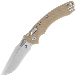 Microtech Amphibian Ram-Lok S/E Knife Tan Fluted G10, Stonewashed M390MK by Tony Marfione (137RL-10FLGTTA)