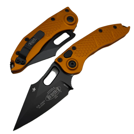 Nóż automatyczny Microtech Stitch-A S/E Orange Tangerine Aluminium, Black M390 by Borka Blades and Tony Marfione (169-1OT)