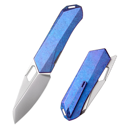 Nóż składany Remette RT-Woodpecker Crystal Blue Titanium, Hand Grinding Pearlescent M390 (RTWP-IB)