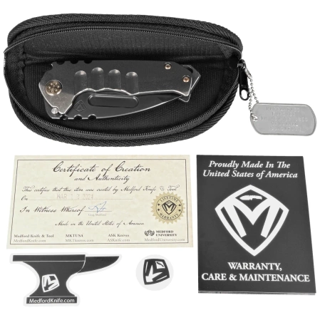 Nóż składany Medford Praetorian Genesis T Tanto Tumbled Titanium, Bronze HW/Clip, Black DLC S45VN by Greg Medford (MK0294PT-01TM-T1C1-BN)