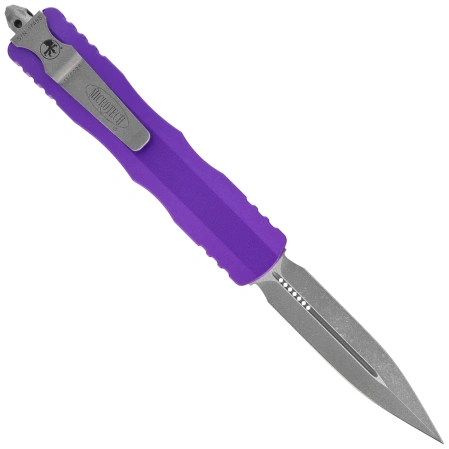 Microtech Dirac Delta D/E OTF Knife Purple Aluminum, Apocalyptic by Tony Marfione (227-10APPU)