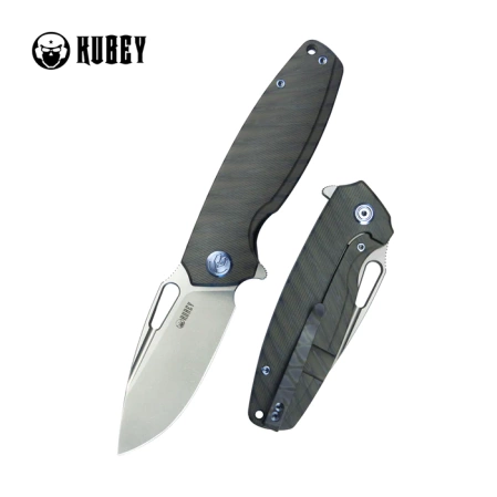 Kubey Tityus KB360E Knife Flamed Titanium, Bead Blasted 14C28N