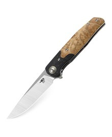 Nóż składany Bestech Ascot Black Carbon Fiber/G10 Lightburl Wood, Satin 14C28N (BG19D)