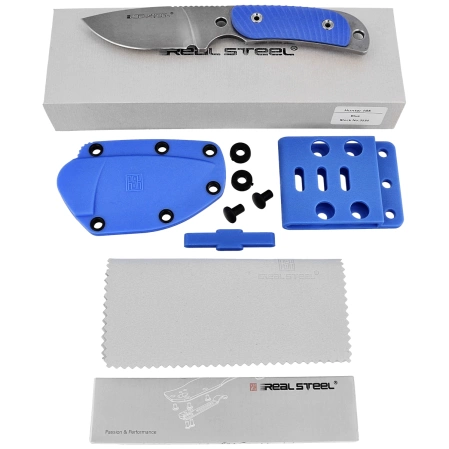 Real Steel Hunter 165 Blue G10, Stonewashed 12C27 knife (3534)