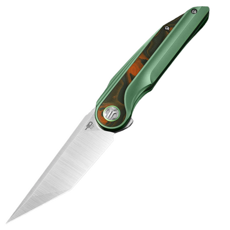 Nóż składany Bestech Blind Fury Green Titanium / Orange Carbon Fiber, Stonewashed / Satin M390 by Kombou (BT2303C)