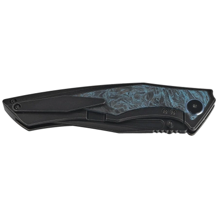 Bestech Togatta Black Titanium/Black-Blue Carbon Fiber Knife, Black Stonewashed M390 by Koens Craft (BT2102H)