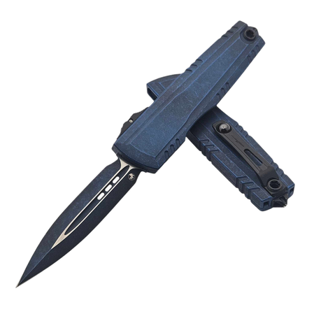 Nóż automatyczny OTF Microtech Luminary ZBP D/E Signature Weathered Blue Aluminium, Weathered Blue M390MK by Tony Marfione (1270-1WBLS)