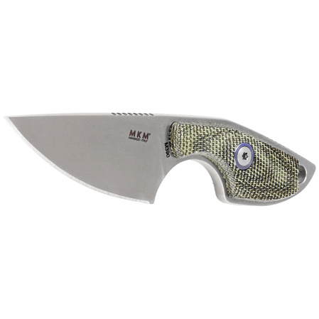 MKM Mikro 1 Green Canvas Micarta Neck Knife, Stonewashed M390 by Jesper Voxnæs (MKMR01-GC)