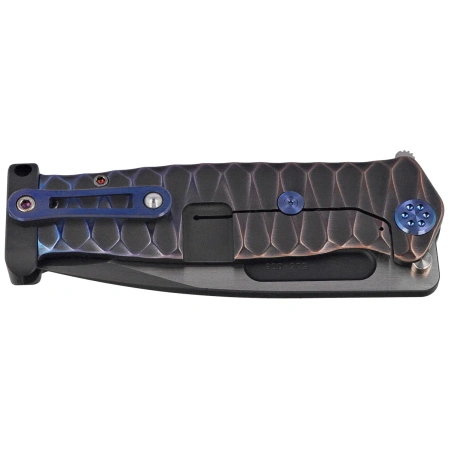 Nóż składany Medford USMC FF Black/Blue-Violet ''Diamond Head'' Titanium, BLue HW, Brsh/Blue Clip, Black DLC/Satin S90V by Greg Medford (MK2049PQ-31A6-T2C2-PP)