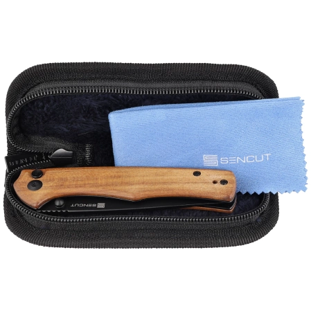 Sencut Crowley Guibourtia Wood, Black Stonewashed D2 knife (S21012-5)