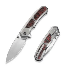 Nóż składany WeKnife Corwyn Polished Bead Blasted Titanium/Lava Flow Fat Carbon Fiber, Hand Rubbed Satin M390 (WE24088-4)