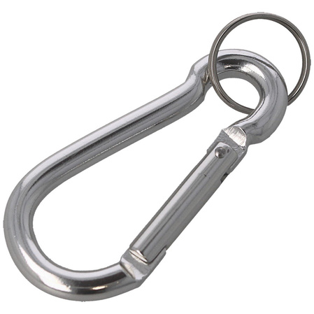 FOX 8 Aluminium Spring Clip Hook Carabiner, Silver