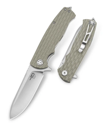 Bestech Grampus Knife Beige G10, Stonewashed/Satin D2 (BG02C)