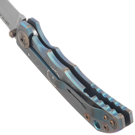 Spartan Blades Harsey Folder Plague Doctor Green Titanium, Bronze HW, Satin MagnaCut by William W. Harsey (SF5DOCTOR)