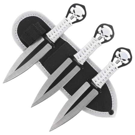 Martinez Albainox Skulls Throwing Knives Set 3 pcs White Cord, Satin 3Cr13MoV (32453)