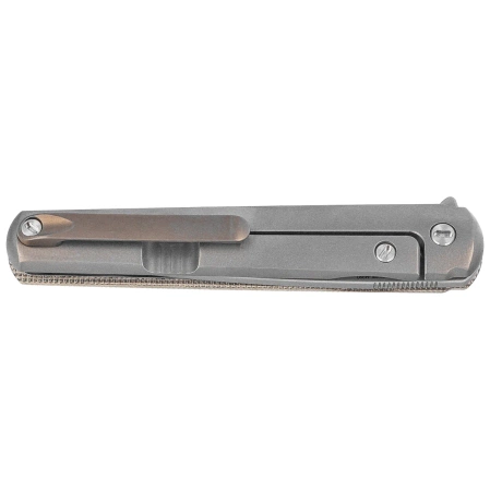 MKM Flame Light Drop Point Knife Green Canvas Micarta / Titanium, Bead Blasted M390 by Michael Zieba (MK FL01-GCT)