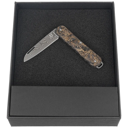 Scyzoryk Fox Vulpis 130 LE No 115/250 Dark Matter Fat Carbon, Super Clean Damascus by Balbach Damast (FX-VPDAM130 DMGO)