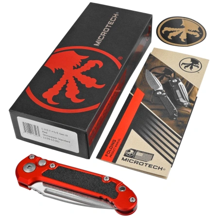 Microtech LUDT Gen III S/E Automatic Knife Red Aluminum, Stonewashed M390MK by Tony Marfione (1135-10RD)