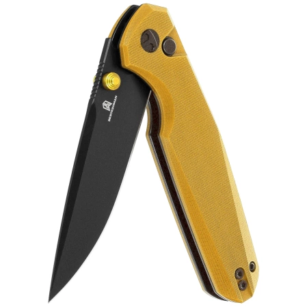 Bestechman Velix Knife Yellow G10, Black PVD 14C28N by Ostap Hel (BMK07E)