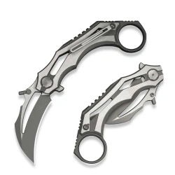 WeKnife Cryonix Knife Gray/Satin Titanium, Gray Stonewashed/Satin M390 (WE24070-2)