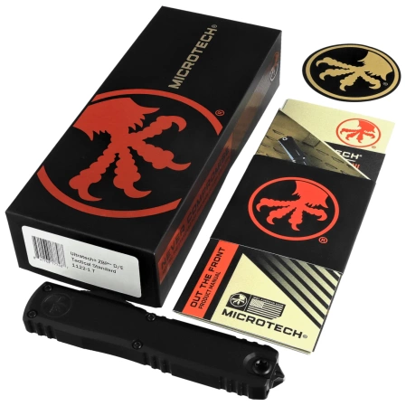 Microtech Ultratech Gen III ZBP D/E OTF Knife Black Aluminum, Tactical M390MK by Tony Marfione (1122-1T)