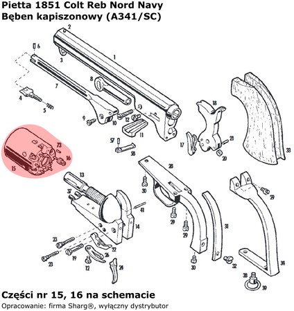 Spare Fluted Cylinder Pietta Colt 1851, 1860, 1861 .44 (A341/SC)