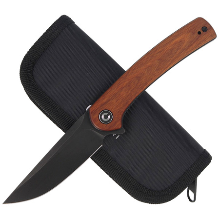 CIVIVI Knife Mini Asticus Cuibourtia Wood, Black Stonewashed 10Cr15CoMoV (C19026B-5)