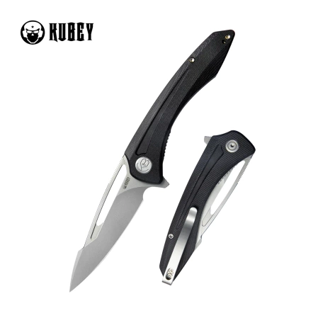 Kubey Merced Knife Black G10, Beadblasted AUS-10 by Sherif Manganas (KU345A)