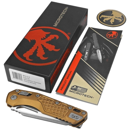 Microtech MSI S/E Knife Tan Frag Aluminum, Apocalyptic M390MK by Tony Marfione (210-10APFRTA)