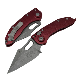 Microtech Stitch-A S/E Automatic Knife Merlot Tri-Grip Aluminum, Apocalyptic M390 by Borka Blades and Tony Marfione (169-10APMR)