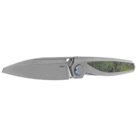 Rike Knife Baidi S Titanium/Green Carbon Fiber, Bead Blasted M390 (RK-Baidi-S-P/GCF)