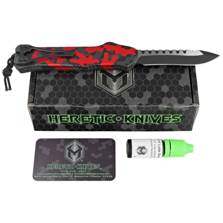 Heretic Knife Hydra R/E Red Camo Aluminum, Black/Satin MagnaCut by Tony Marfione Jr.