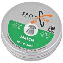 Spoton Match .22/5.5mm AirGun Pellets, 200 psc 0.98g/15.10gr