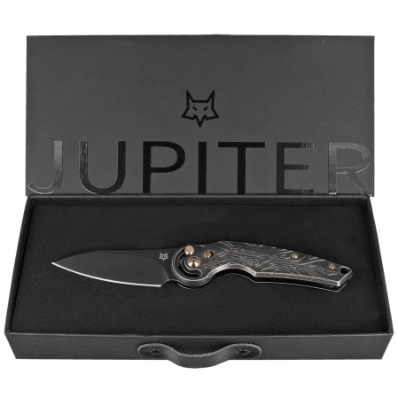 Fox Jupiter Black Titanium, Stonewashed PVD M390 by Denis Simonutti knife (FX-555 TIBR)