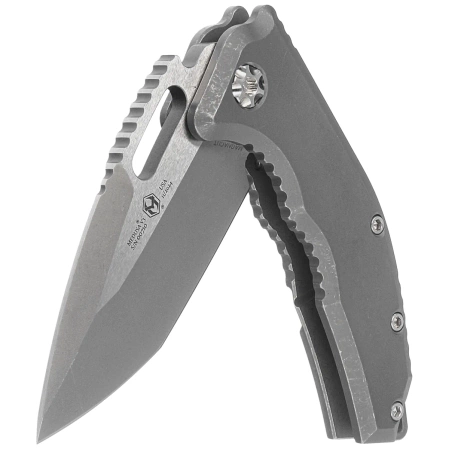 Heretic Medusa Manual T/E Battleworn Gray Titanium, Battleworn MagnaCut Knife by Tony Marfione Jr. (H009-5A-TIBATTLE)