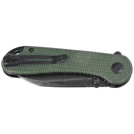 Nóż składany Civivi Elementum Wharncliffe Green Canvas Micarta, Black Hand Rubbed Damascus (C18062AF-DS1)