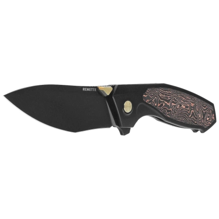 Remette Kingfisher Knife Black Titanium/Copper Carbon Fiber, Black DLC M390 (RTKF5)