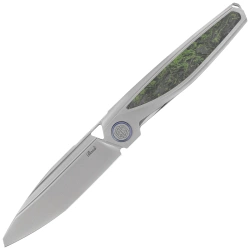 Rike Knife Baidi T Titanium/Green Carbon Fiber, Bead Blasted M390 (RK-Baidi-T-P/GCF)